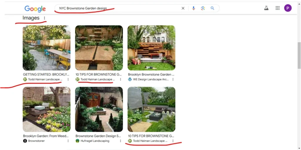 Image section visibility